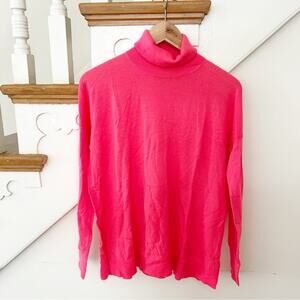 J. Crew Bright Pink Merino Wool Turtleneck Sweater Long Sleeve Pullover Size S